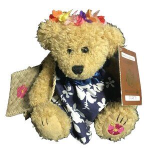 Hawaiian Passport Plush Bearfoot Makuahine Teddy Bear Floral Dress Purse 2003